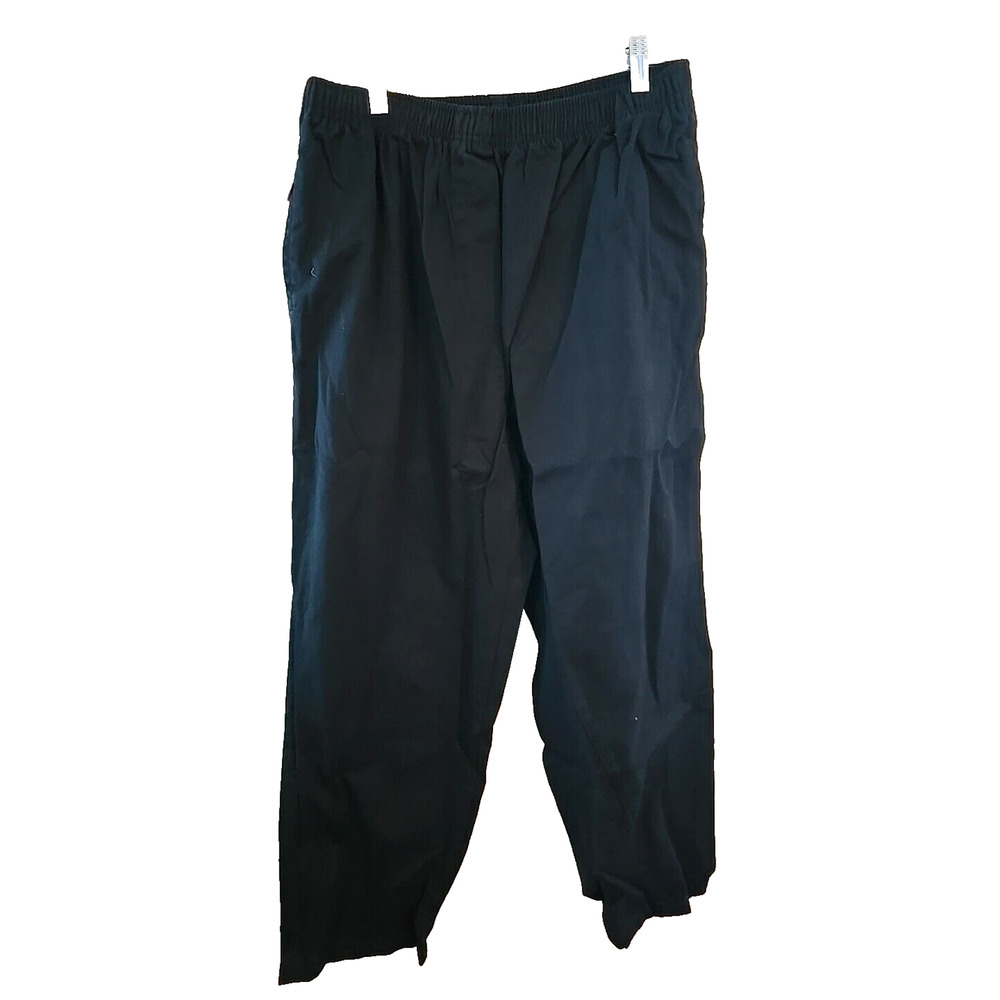 Woman Within Black Chino Straight Leg High Rise Pull On Pants Womans Size 16W